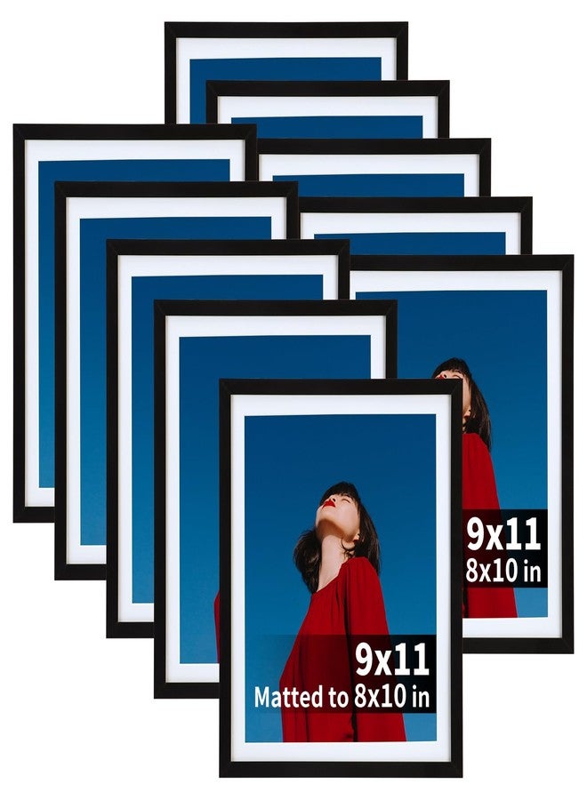 Lavezee مجموعة إطارات صور لافيزي سوداء مقاس 9x11، مكونة من 10 قطع، إطارات مجمعة للصور مقاس 8x10 مع حافة داخلية أو 9x11 بدون حافة داخلية، ديكور للطاولة والجدار - Image 1